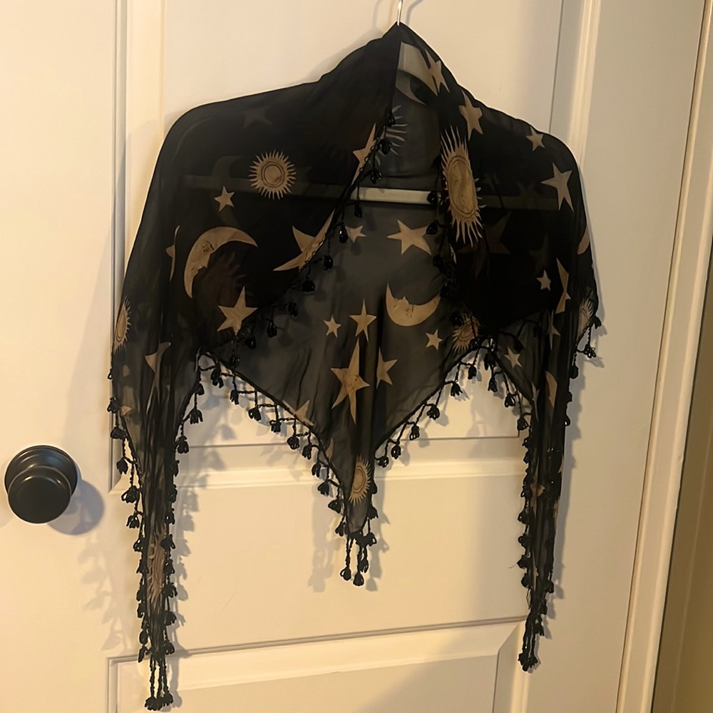 See through short shawl or waist decor